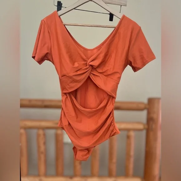 One-Piece Cutout Swimsuit | Size Large | Rust Orange - Picture 6 of 9